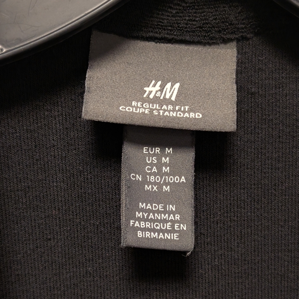 H&M Regular Fit Terry Polo Shirt Black Men's M - Picture 8 of 11